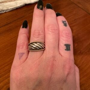 💖Midcentury Precious Precious 14k Solid Gold & Sterling Silver Shrimp Ring 💍